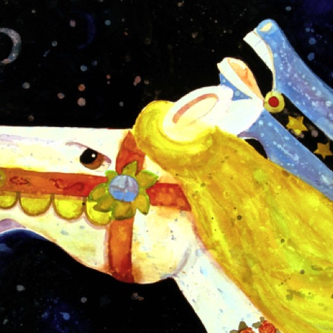 The Midnight Race of the Carousel Horses
22x30